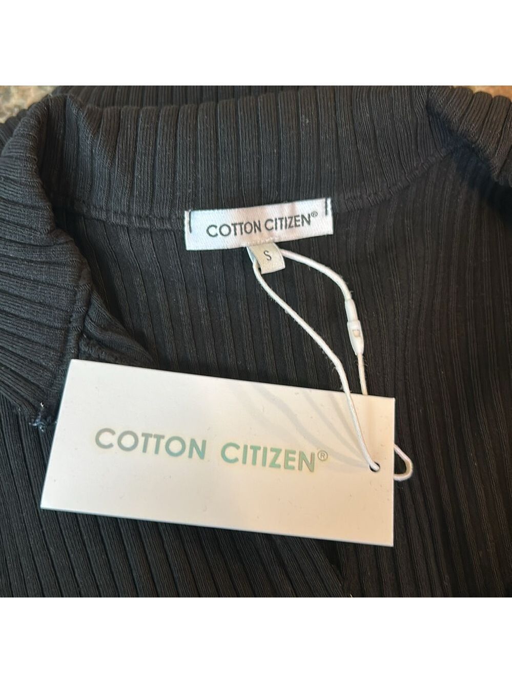 Cotton Citizen Ibiza Long Sleeve Polo Dress in Ribbed Black Size Small - Picture 6 of 10